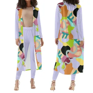 Abstract Wild Women's Long Sleeve Cardigan and Leggings 2pcs