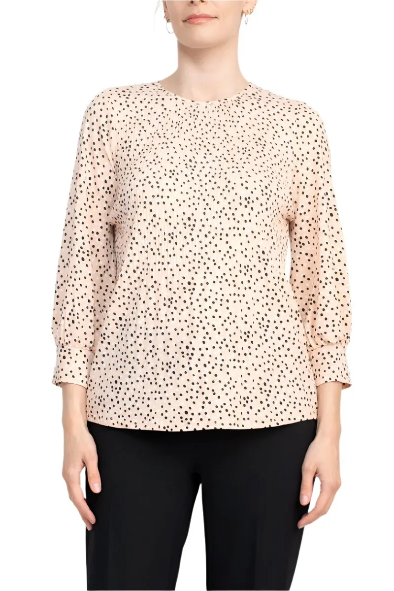 Adrianna Papell Crew Neck 3/4 Sleeves Crepe Top