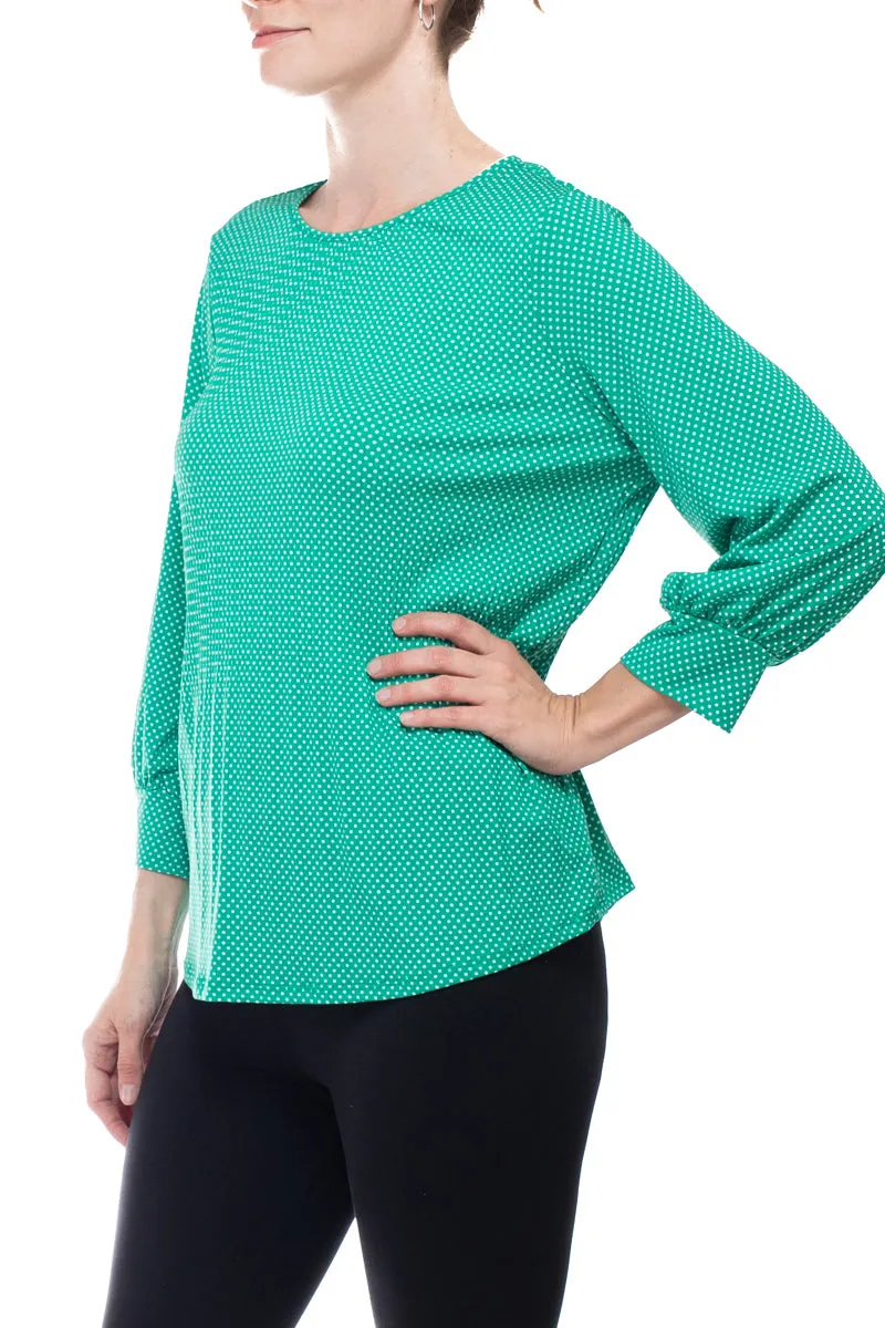 Adrianna Papell Crew Neck 3/4 Sleeves Crepe Top