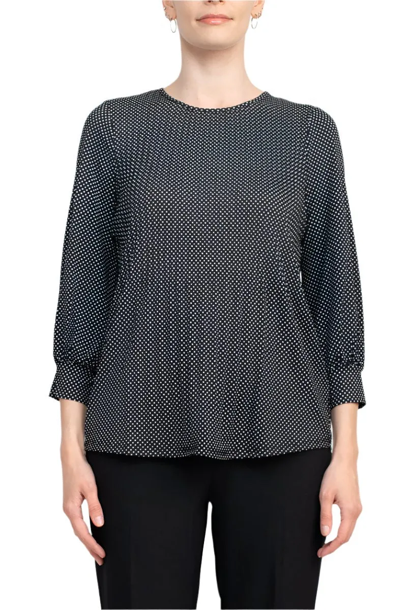 Adrianna Papell Crew Neck 3/4 Sleeves Crepe Top