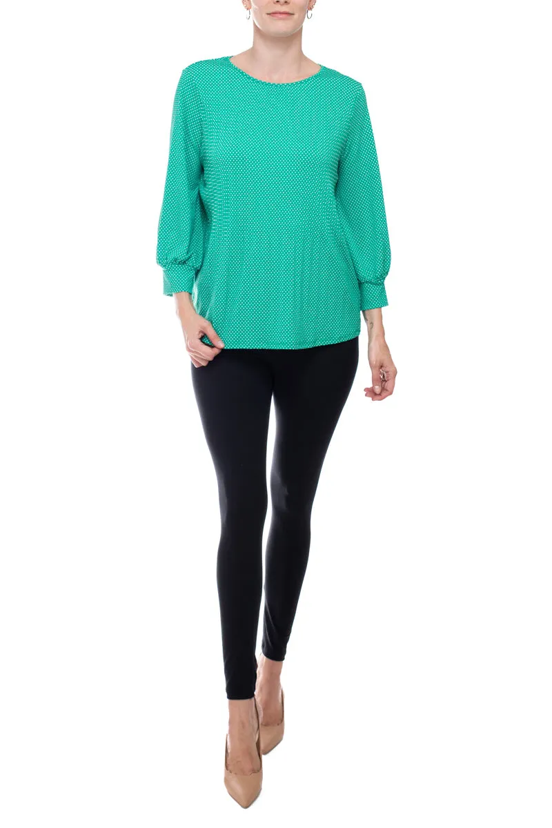 Adrianna Papell Crew Neck 3/4 Sleeves Crepe Top