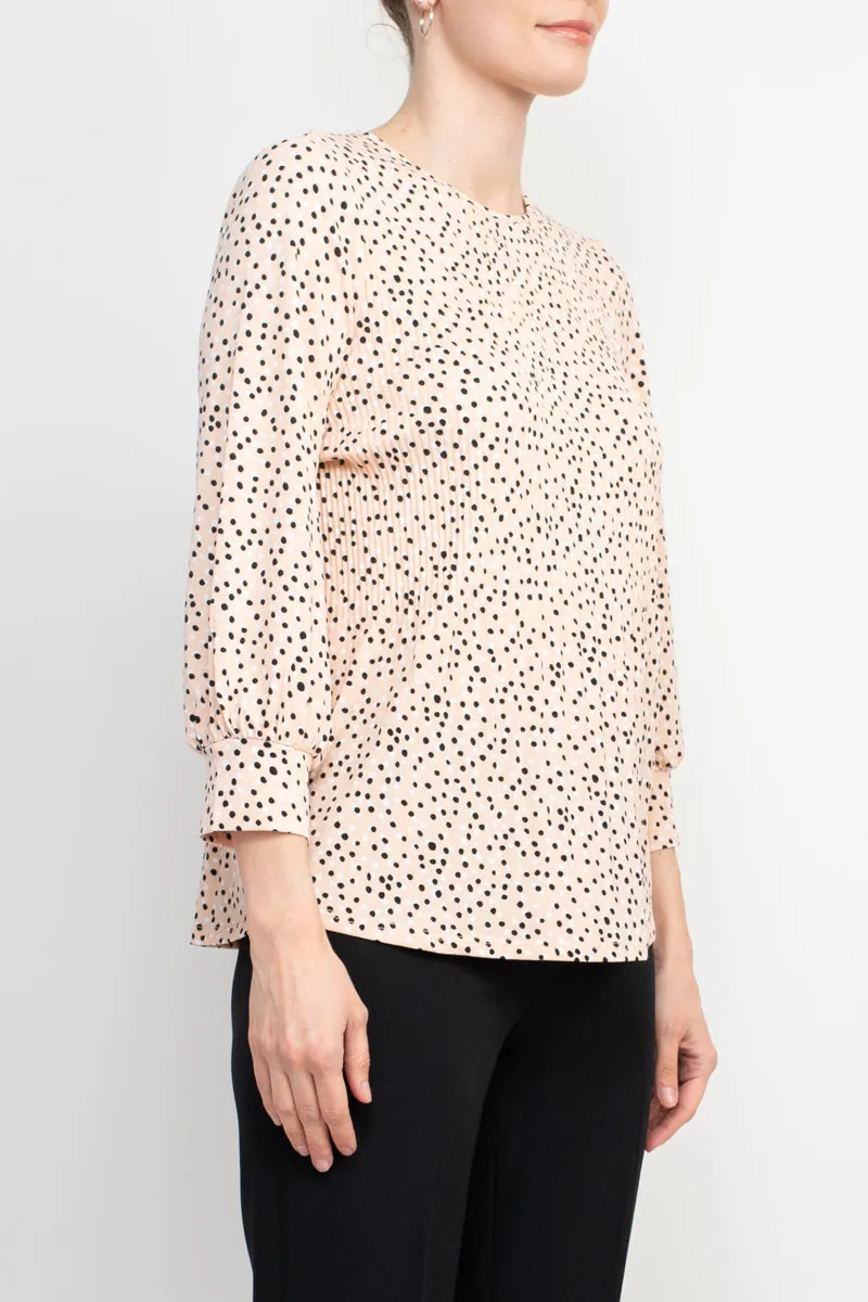 Adrianna Papell Crew Neck 3/4 Sleeves Crepe Top