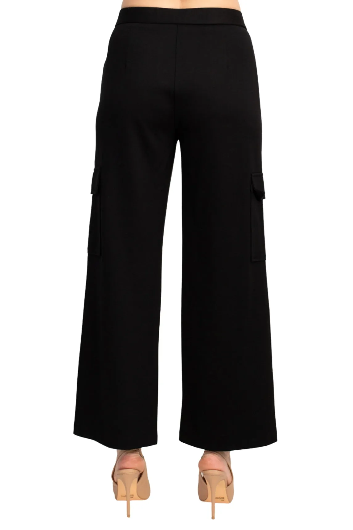 Adrianna Papell mid banded waist cargo pull on solid ponte pant