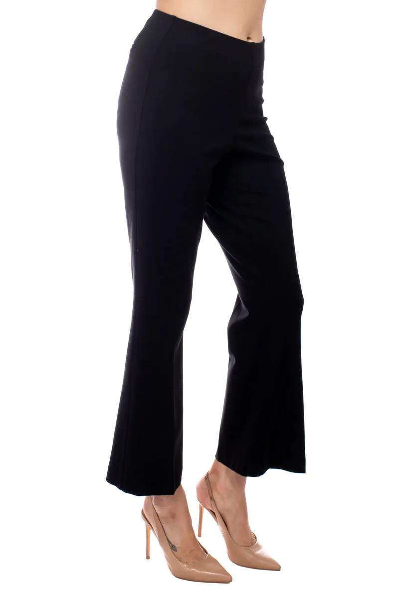 Adrianna Papell mid banded waist kick flare hem pull on solid ponte knit pant