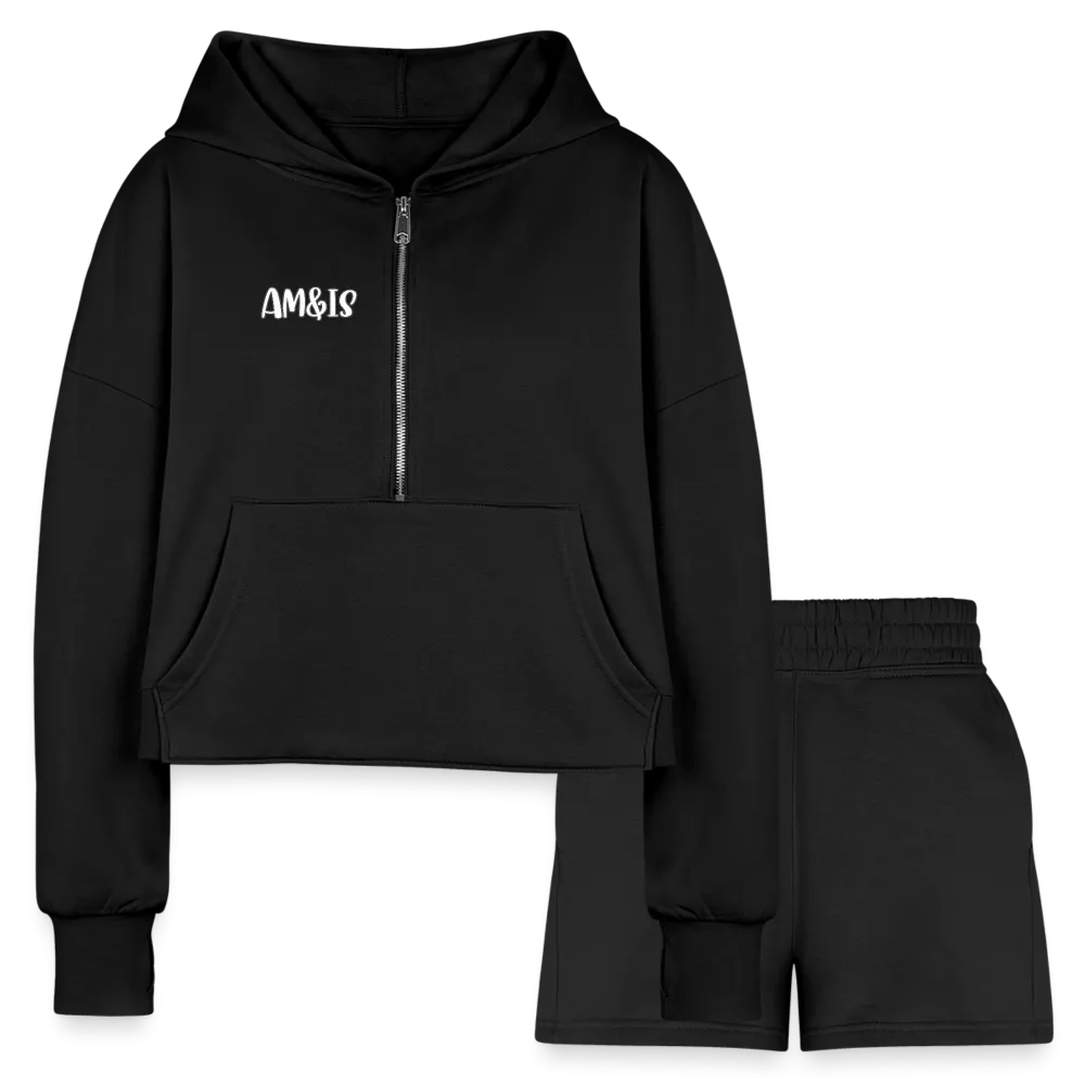 AM&IS Women’s Cropped Hoodie & Jogger Short Outfit Set