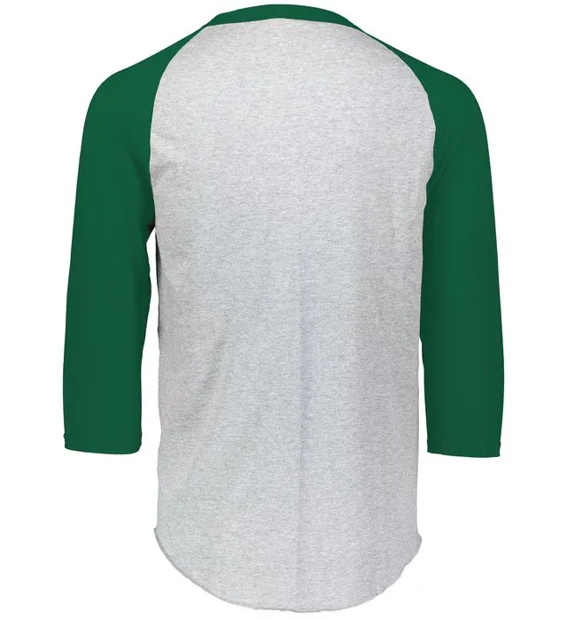 Augusta 2.0 Athletic Heather/Dark Green 3/4 Sleeve Adult Baseball Tee