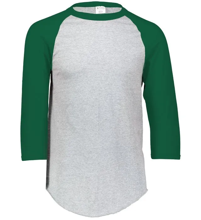 Augusta 2.0 Athletic Heather/Dark Green 3/4 Sleeve Adult Baseball Tee