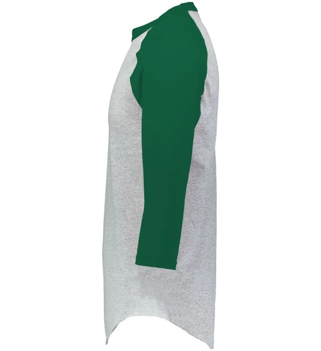 Augusta 2.0 Athletic Heather/Dark Green 3/4 Sleeve Adult Baseball Tee