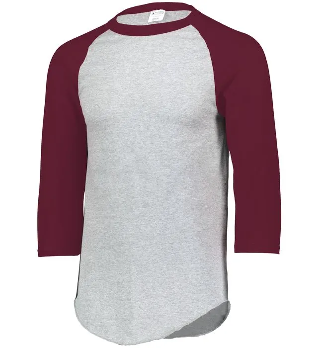 Augusta 2.0 Athletic Heather/Maroon 3/4 Sleeve Youth Baseball Tee