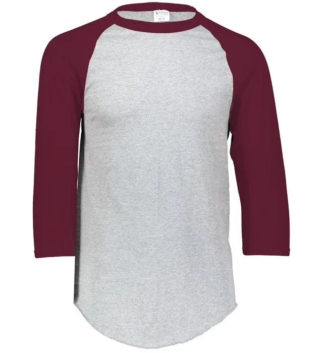 Augusta 2.0 Athletic Heather/Maroon 3/4 Sleeve Youth Baseball Tee