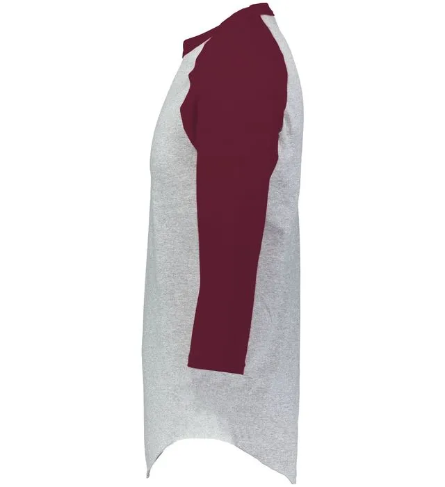 Augusta 2.0 Athletic Heather/Maroon 3/4 Sleeve Youth Baseball Tee