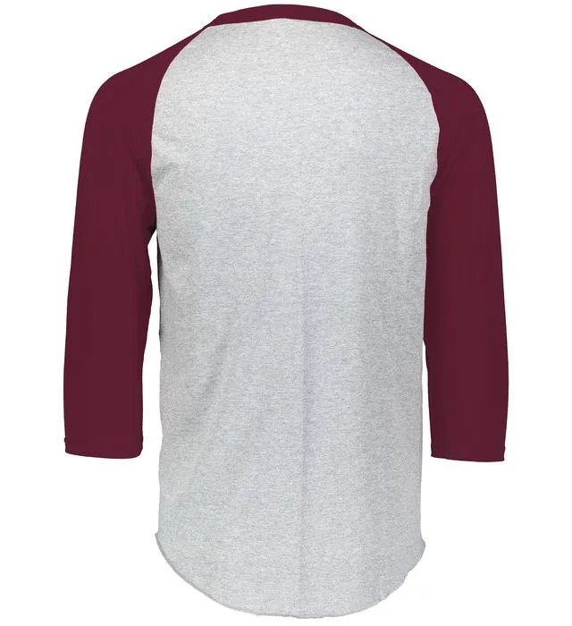 Augusta 2.0 Athletic Heather/Maroon 3/4 Sleeve Youth Baseball Tee