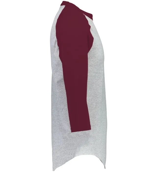 Augusta 2.0 Athletic Heather/Maroon 3/4 Sleeve Youth Baseball Tee