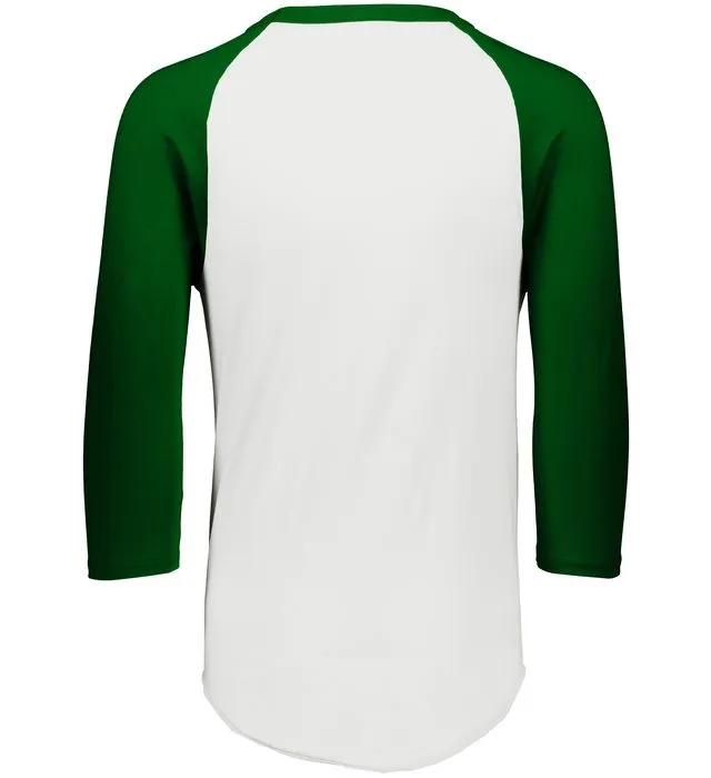 Augusta 2.0 White/Dark Green 3/4 Sleeve Adult Baseball Tee