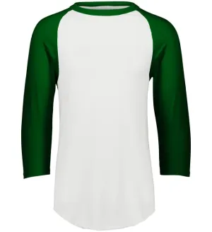 Augusta 2.0 White/Dark Green 3/4 Sleeve Adult Baseball Tee