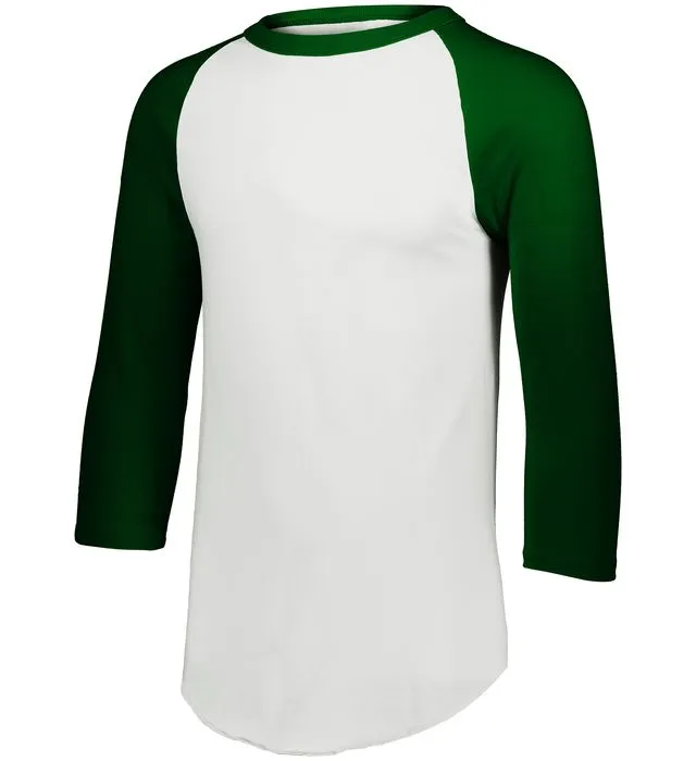 Augusta 2.0 White/Dark Green 3/4 Sleeve Adult Baseball Tee