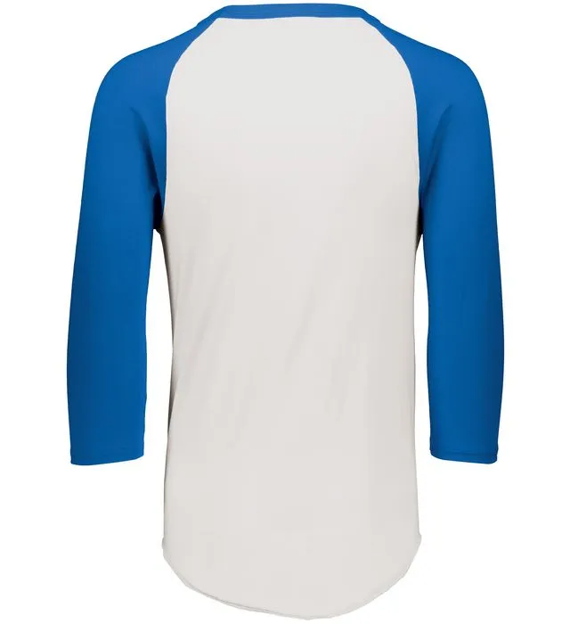 Augusta 2.0 White/Royal Blue 3/4 Sleeve Adult Baseball Tee