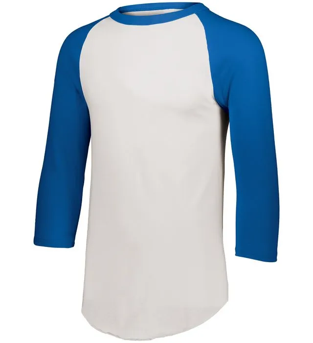 Augusta 2.0 White/Royal Blue 3/4 Sleeve Youth Baseball Tee