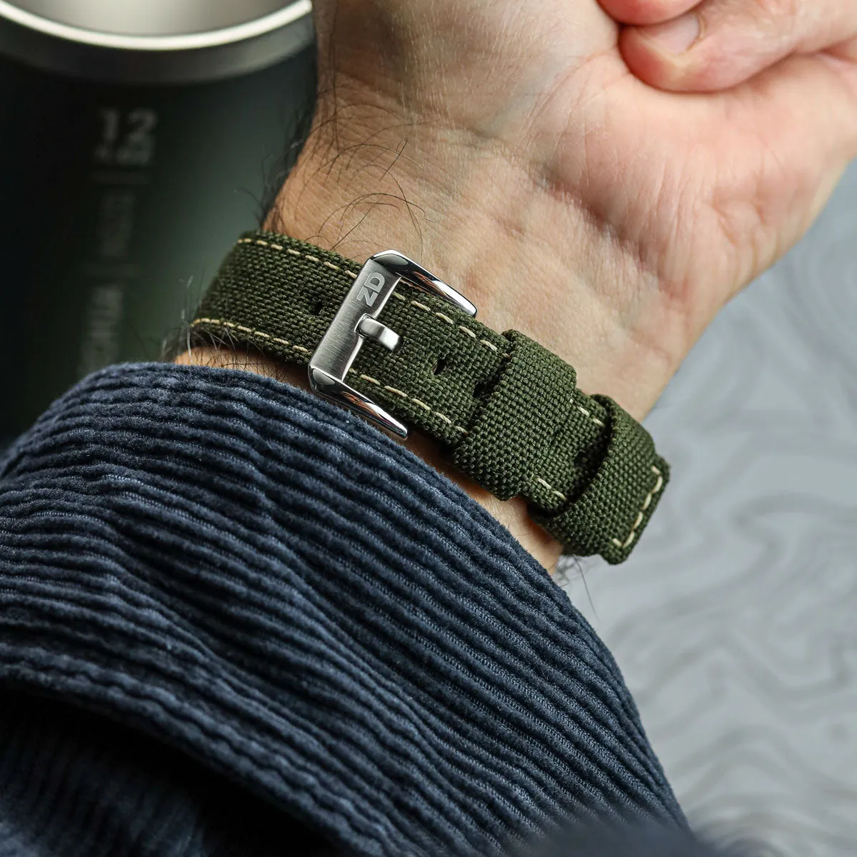 Cordura® Sailcloth Watch Strap - Army Green