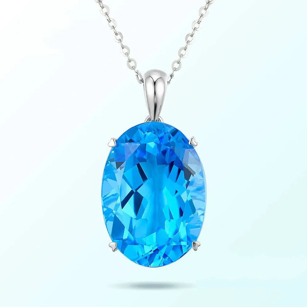 Europe and America hot selling Rhine topaz pendant sapphire necklace silver jewelry wholesale one piece drop shipping