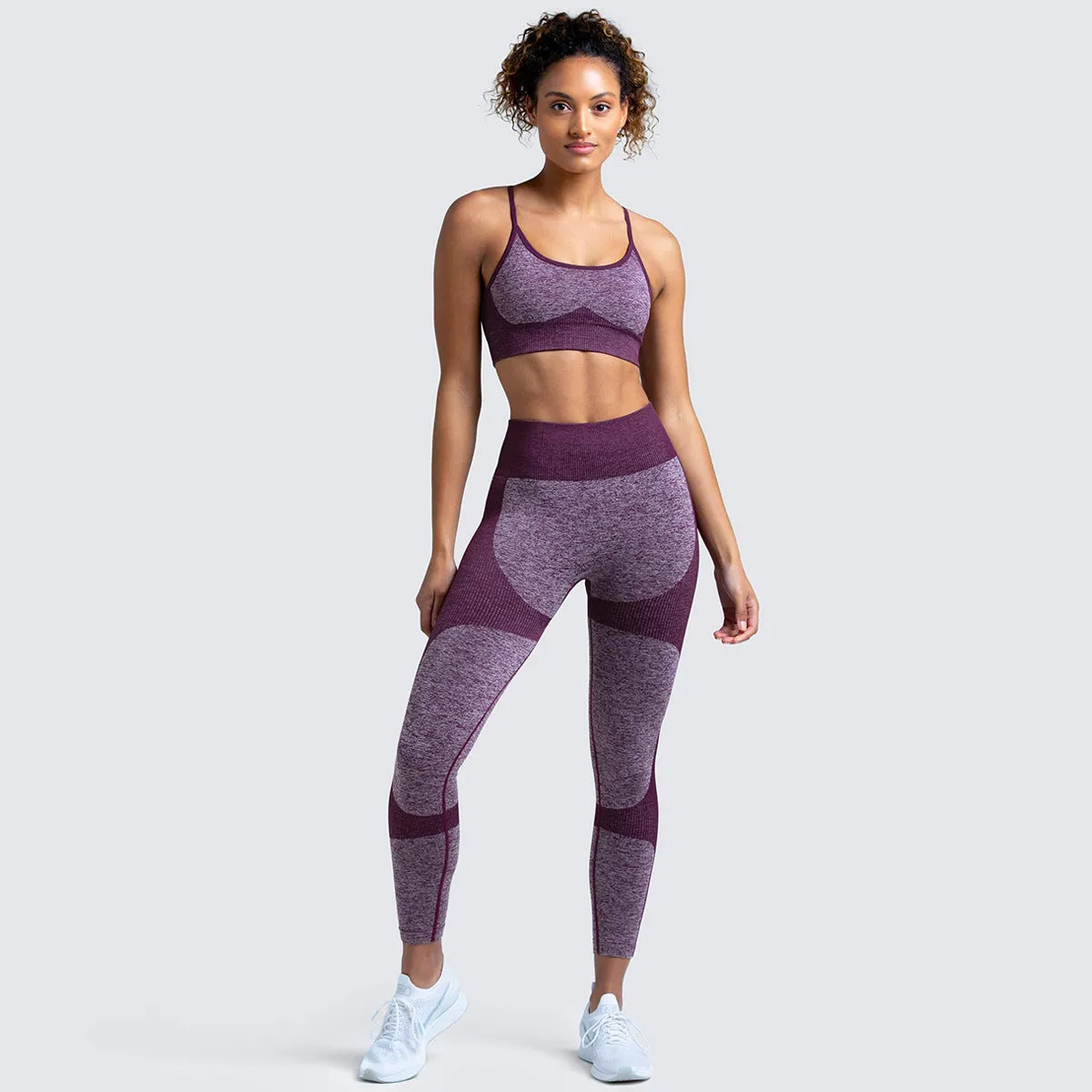 European and American Quick-Drying Yoga Vest Suit Professional Sports Running Seamless Workout Bra Cropped Pants Set