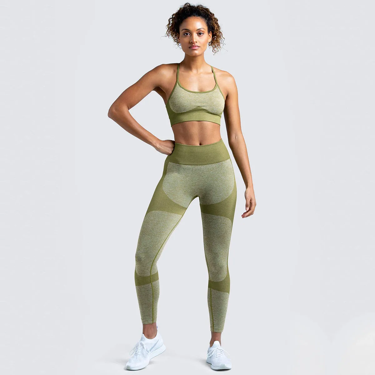 European and American Quick-Drying Yoga Vest Suit Professional Sports Running Seamless Workout Bra Cropped Pants Set