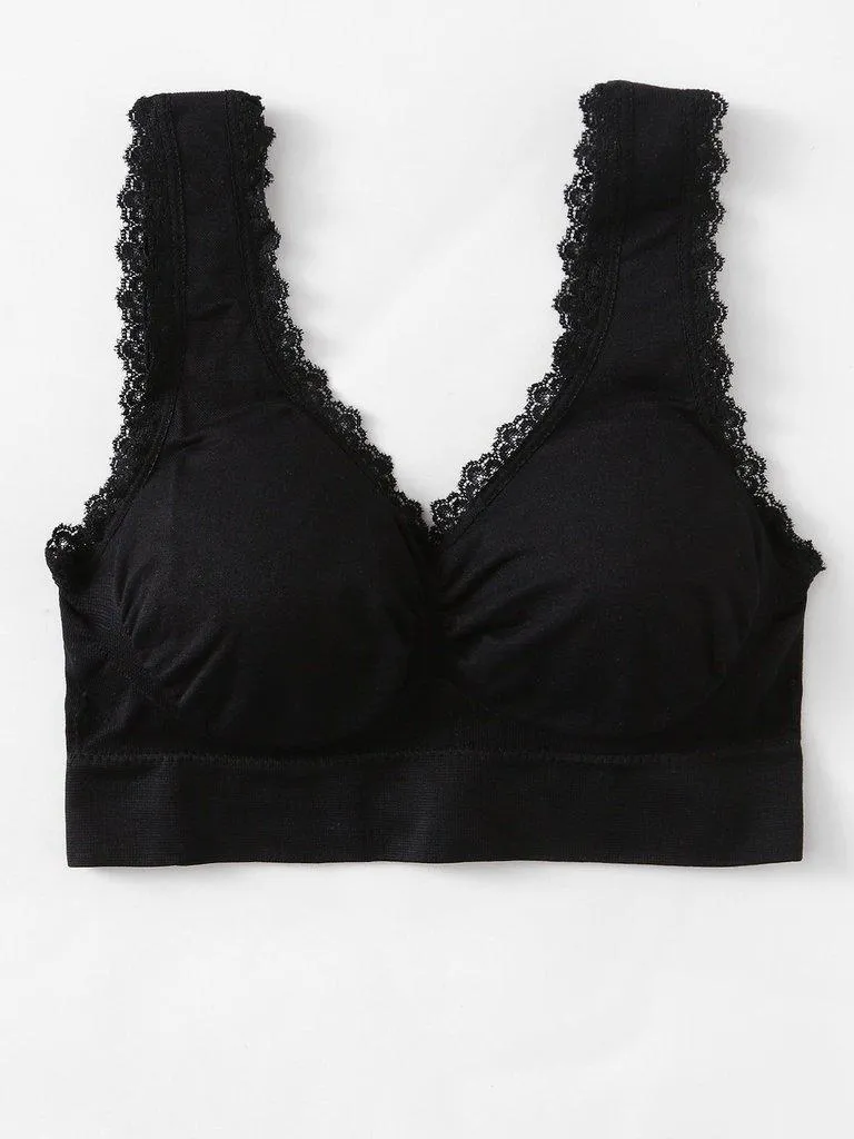 Lace Edge Ruched Detail Sports Bra