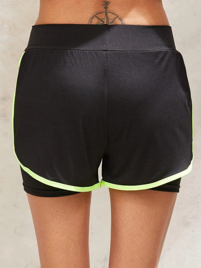 Letter Print 2 in 1 Dolphin Hem Sports Shorts