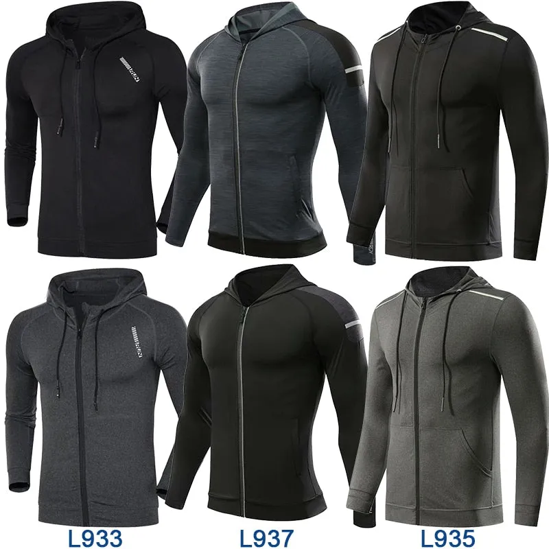 Men Brand Hoodies Gym Sport Running Training Fitness Bodybuilding Sweatshirt Outdoor Sportswear Male Hooded Jacket MMA Dry Fit