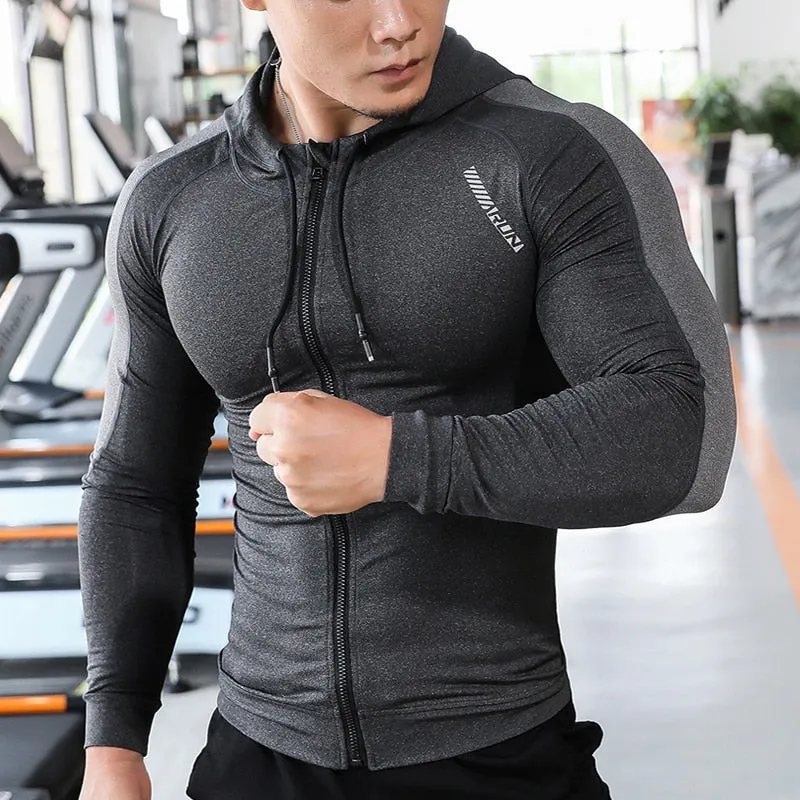 Men Brand Hoodies Gym Sport Running Training Fitness Bodybuilding Sweatshirt Outdoor Sportswear Male Hooded Jacket MMA Dry Fit