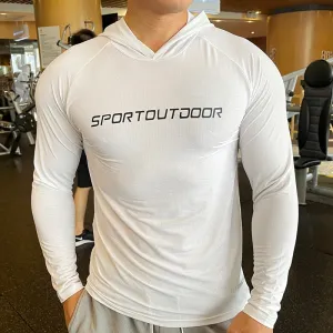 Men Running Sport Hoodies Fitness Swearshirt Clothing Gym Training Jogging Loose Hooded Outdoor Quick Dry Breathable Sportswear