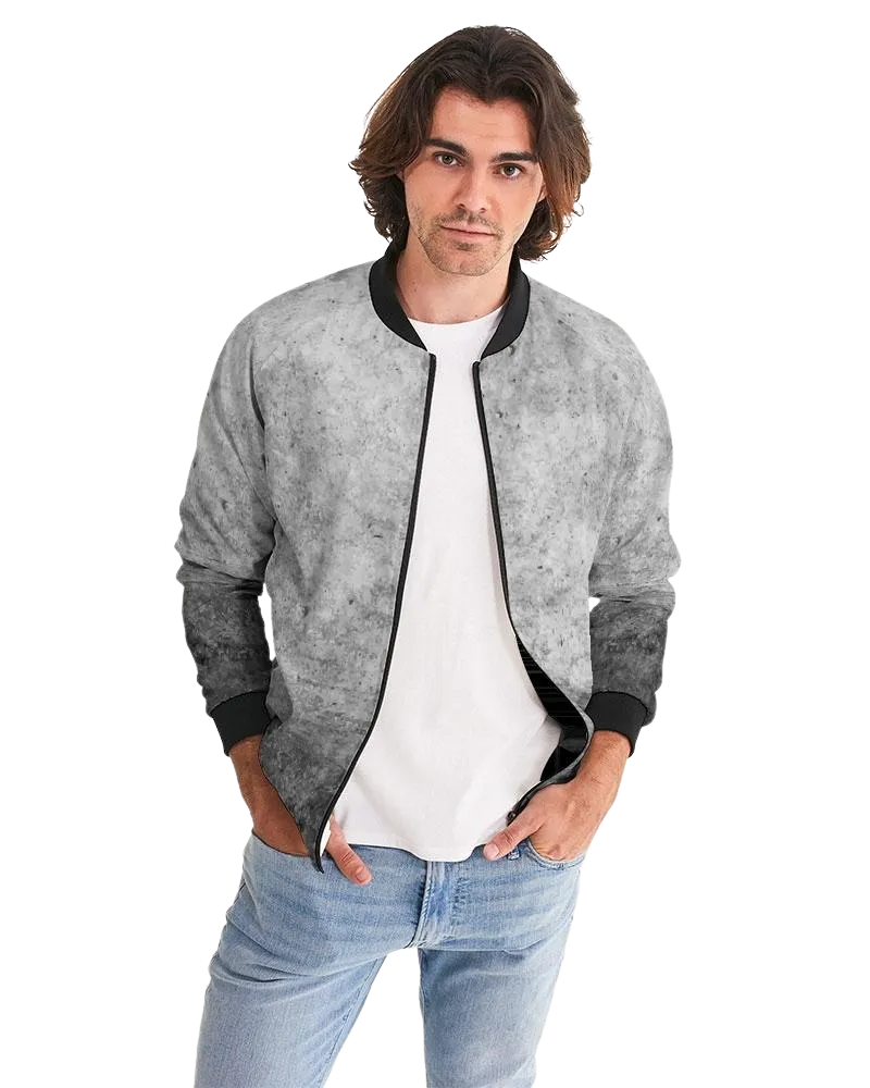 Mens Jacket - Tie Dye Edgy Style Bomber Jacket Grey/Black