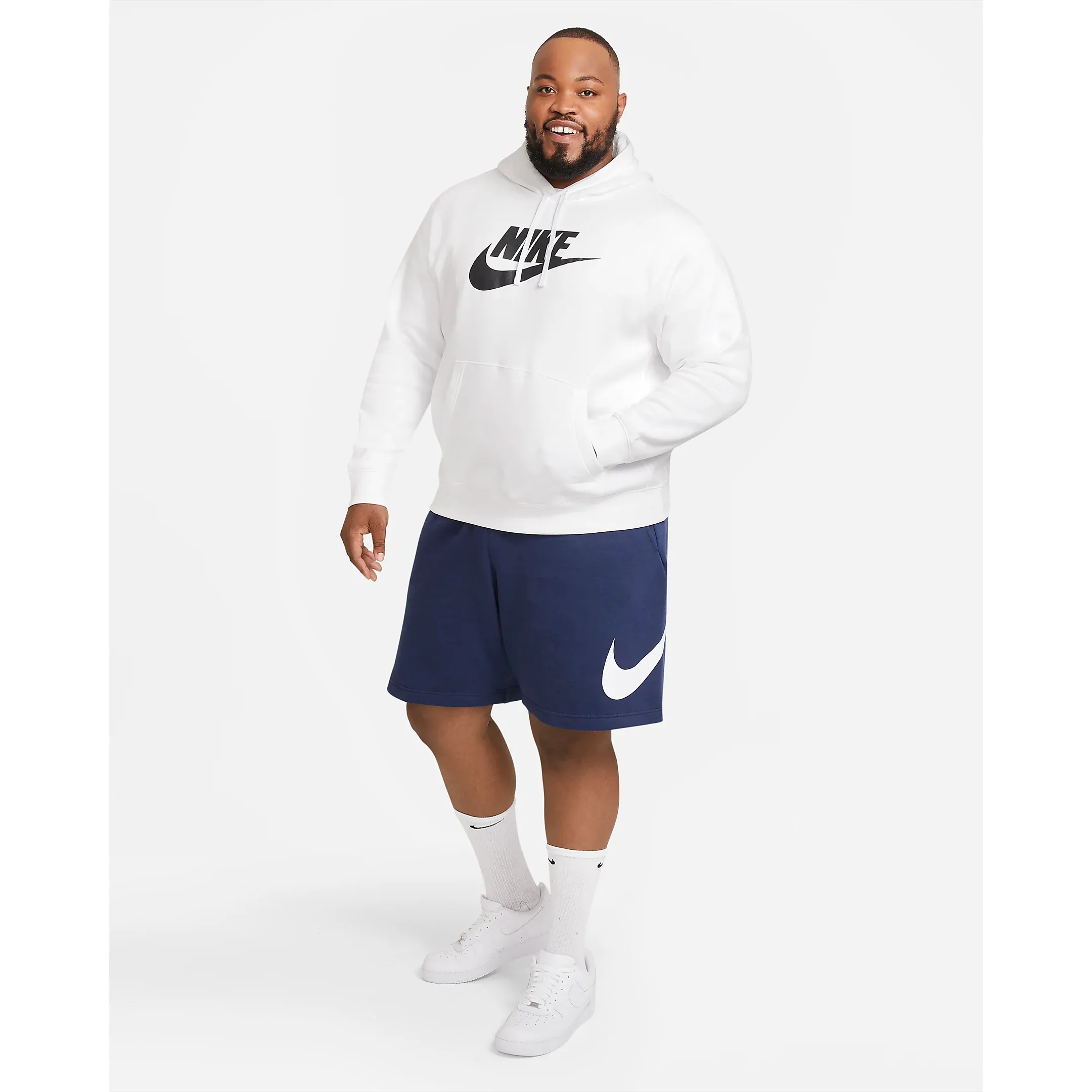 Nike Men's Sportswear Club Graphic Shorts - Midnight Navy / White