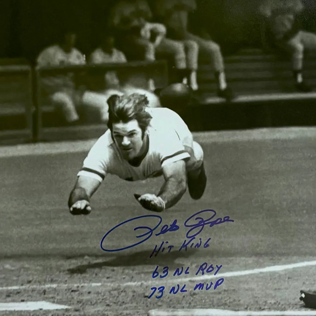 Pete Rose Hand Signed & Framed Cincinnati Reds 16x20 Photo Triple Inscribed (JSA)