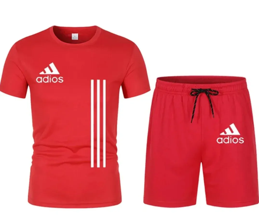 Summer short-sleeved luxury sportswear set Men's fitness fashion casual T-shirt   shorts 2-piece set