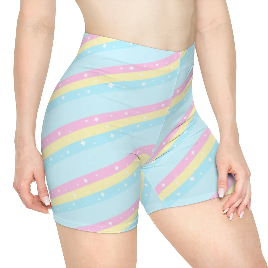 Teatime Fantasy Blue Rainbow Women's Biker Shorts