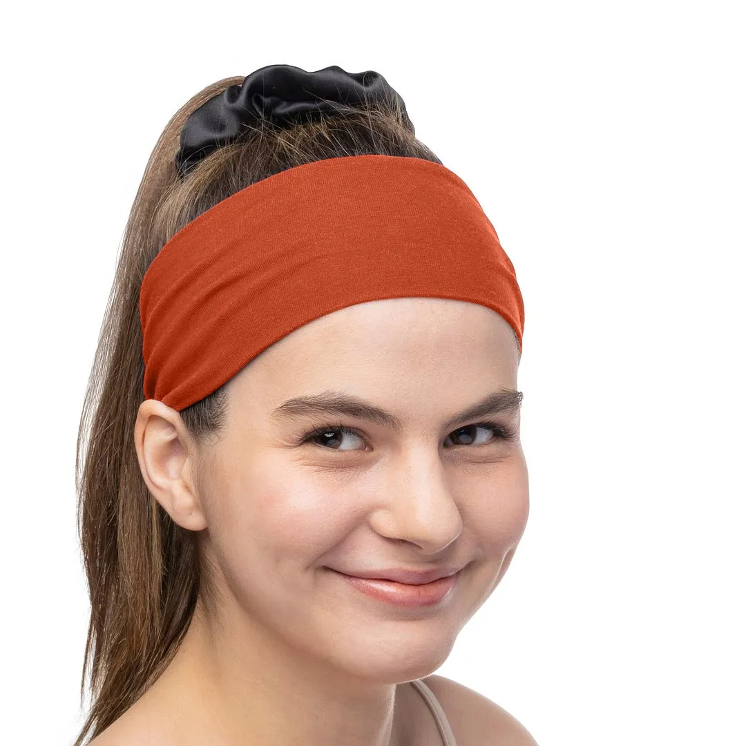 Women's Headbands Cotton Jersey 3" Wide Yoga Fitness Fashion Made in the USA Rust