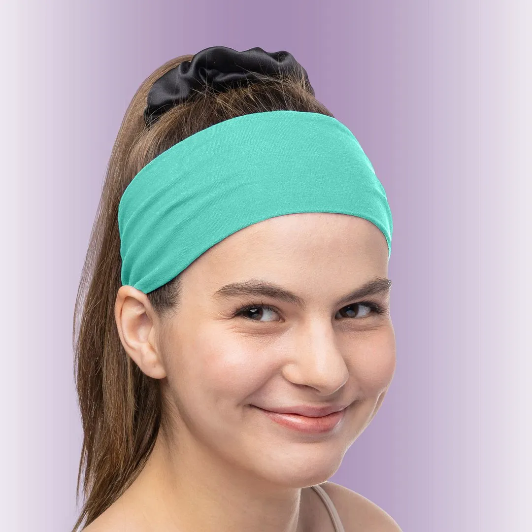 Women's Headbands Cotton Jersey 3" Wide Yoga Fitness Fashion Made in the USA Seafoam