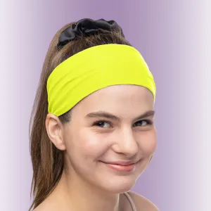 Women's Headbands Cotton Jersey 3" Wide Yoga Fitness Fashion Made in the USA Yellow Neon