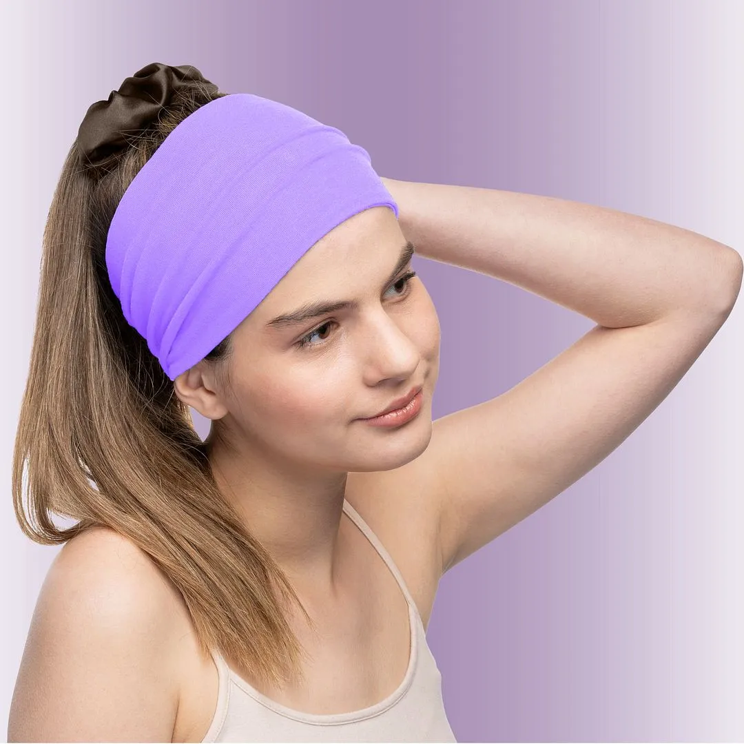 Women's Headbands Cotton Jersey 5" Wide Yoga Fitness Fashion Made in the USA Purple Light