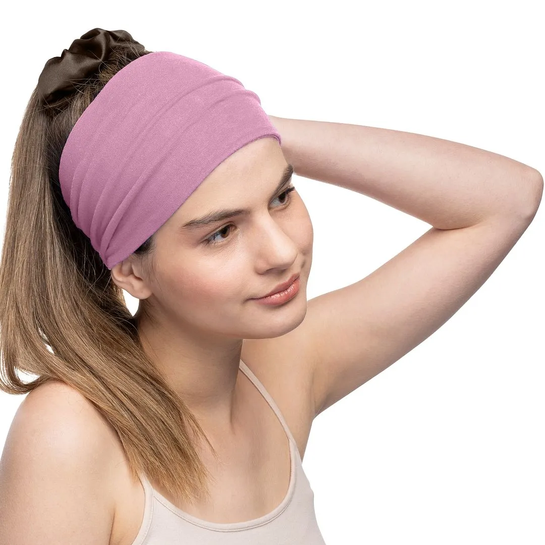 Women's Headbands Cotton Jersey 5" Wide Yoga Fitness Fashion Made in the USA Rose