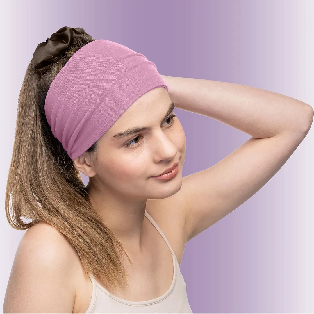 Women's Headbands Cotton Jersey 5" Wide Yoga Fitness Fashion Made in the USA Rose