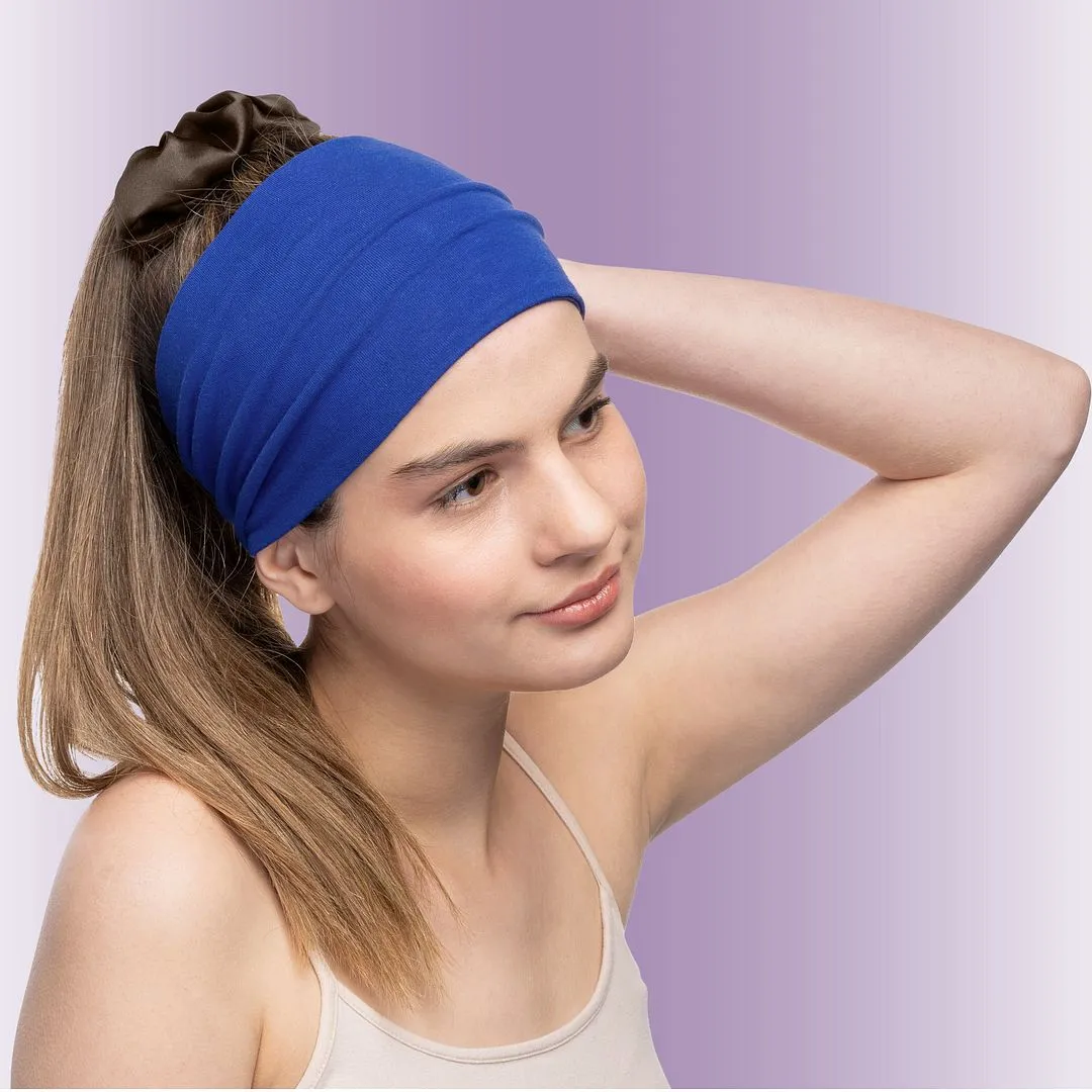 Women's Headbands Cotton Jersey 5" Wide Yoga Fitness Fashion Made in the USA Royal