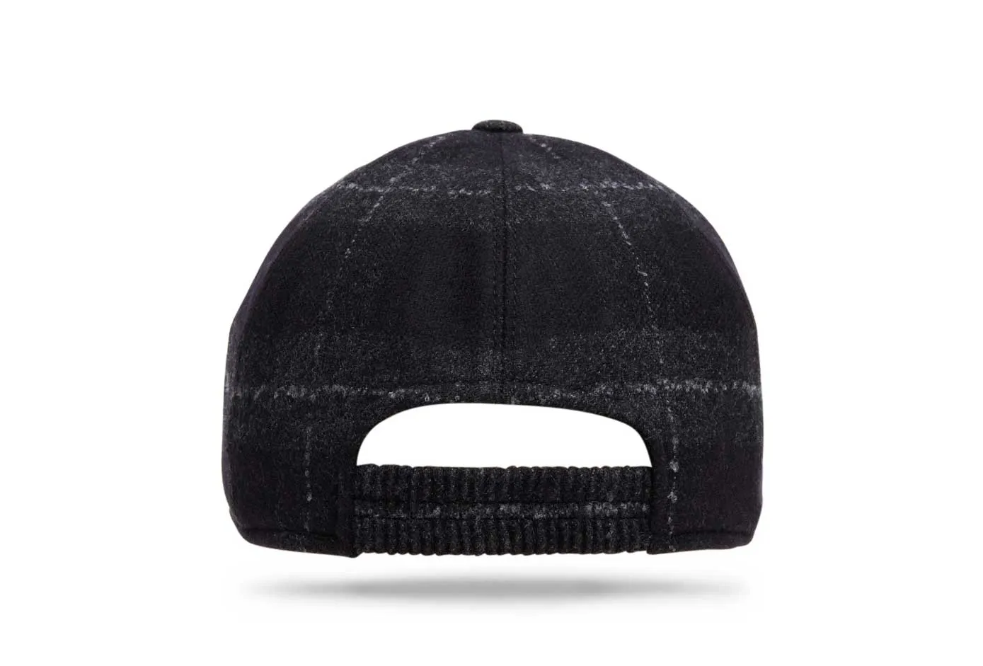 Wool Baseball Cap - Black Grey Windowpane - W