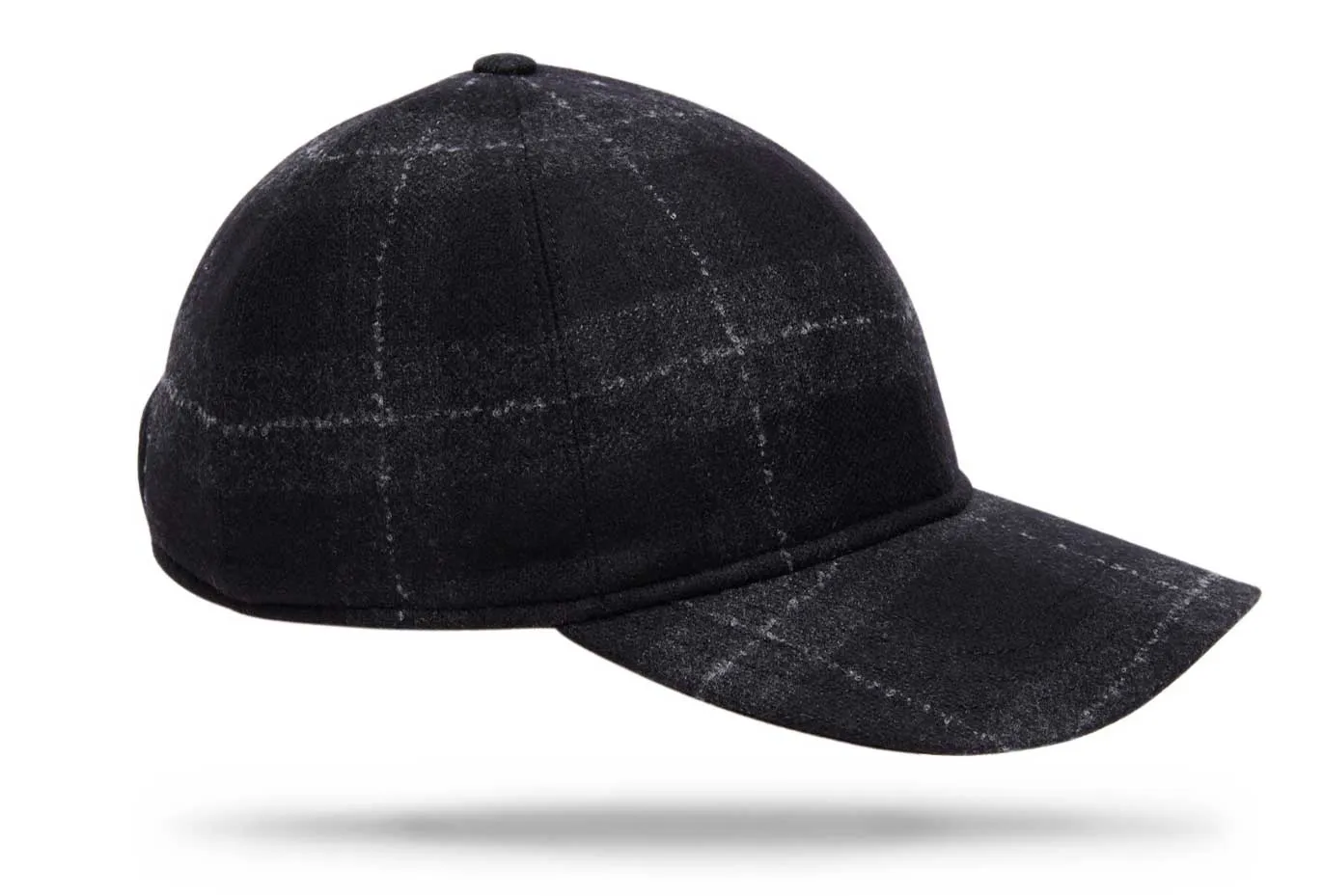 Wool Baseball Cap - Black Grey Windowpane - W