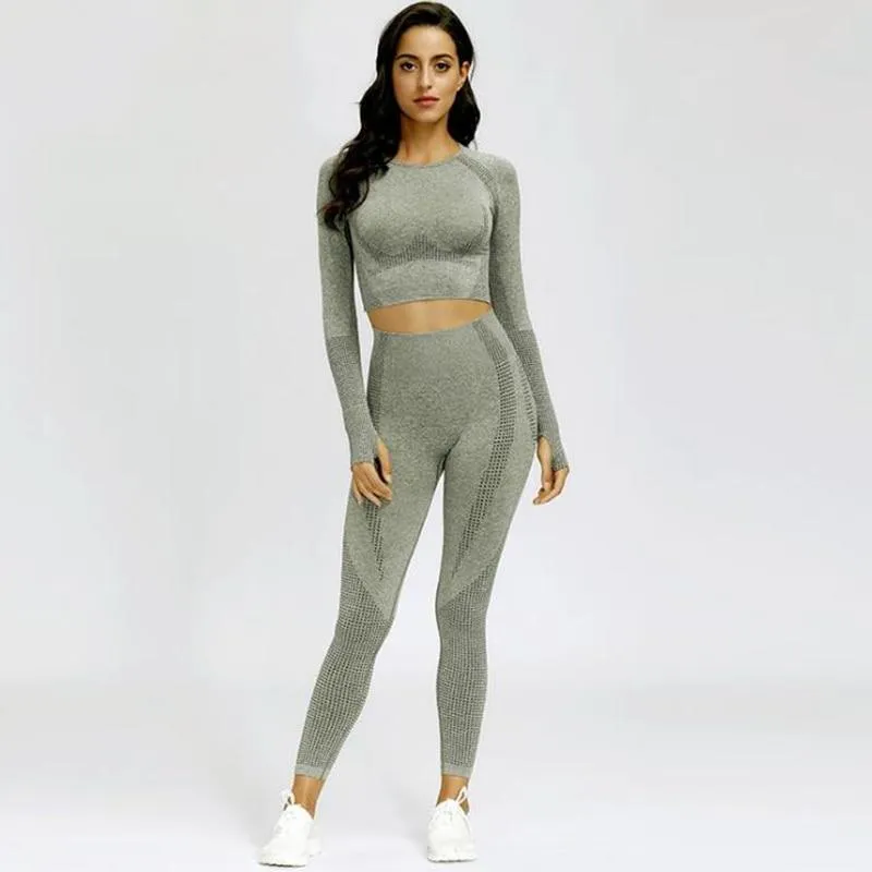 Yoga Sets Fitness Sports Suits GYM Clothing tracksuit top High Waist Leggings For Women